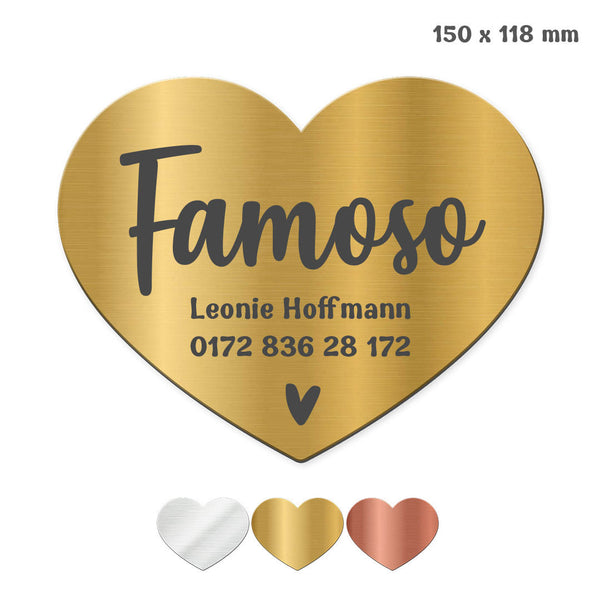 Tür- und Boxenschild "Herz" Metallic