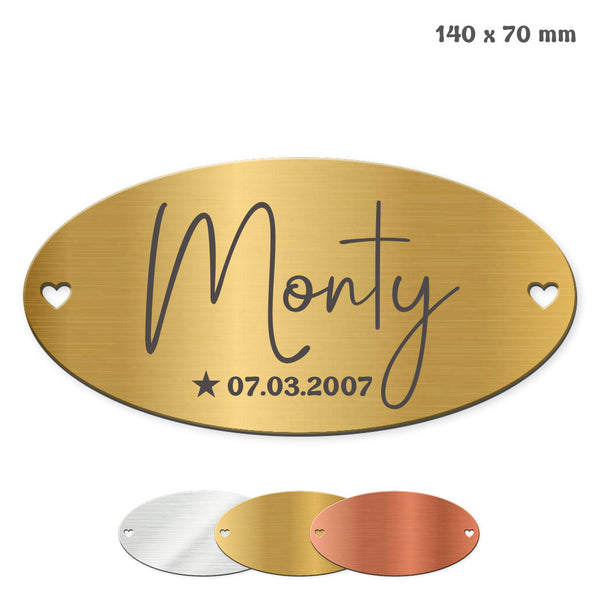 Tür- und Boxenschild "Oval" Metallic